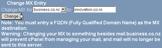 Alter an MX Entry setting